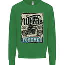 Two Wheels Biker Motorcycle Motorbike Mens Sweatshirt Jumper Irish Green
