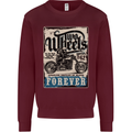 Two Wheels Biker Motorcycle Motorbike Mens Sweatshirt Jumper Maroon