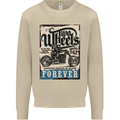 Two Wheels Biker Motorcycle Motorbike Mens Sweatshirt Jumper Sand