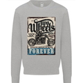 Two Wheels Biker Motorcycle Motorbike Mens Sweatshirt Jumper Sports Grey