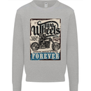 Two Wheels Biker Motorcycle Motorbike Mens Sweatshirt Jumper Sports Grey