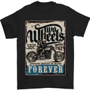 Two Wheels Biker Motorcycle Motorbike Mens T-Shirt Cotton Gildan Black