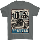 Two Wheels Biker Motorcycle Motorbike Mens T-Shirt Cotton Gildan Charcoal