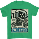 Two Wheels Biker Motorcycle Motorbike Mens T-Shirt Cotton Gildan Irish Green