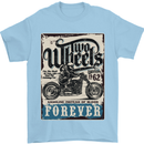 Two Wheels Biker Motorcycle Motorbike Mens T-Shirt Cotton Gildan Light Blue