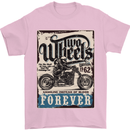 Two Wheels Biker Motorcycle Motorbike Mens T-Shirt Cotton Gildan Light Pink