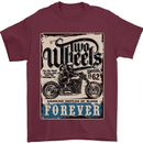 Two Wheels Biker Motorcycle Motorbike Mens T-Shirt Cotton Gildan Maroon