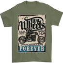 Two Wheels Biker Motorcycle Motorbike Mens T-Shirt Cotton Gildan Military Green