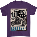 Two Wheels Biker Motorcycle Motorbike Mens T-Shirt Cotton Gildan Purple