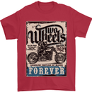 Two Wheels Biker Motorcycle Motorbike Mens T-Shirt Cotton Gildan Red