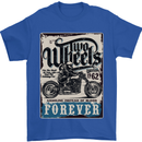 Two Wheels Biker Motorcycle Motorbike Mens T-Shirt Cotton Gildan Royal Blue