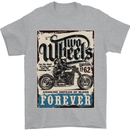 Two Wheels Biker Motorcycle Motorbike Mens T-Shirt Cotton Gildan Sports Grey