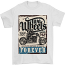 Two Wheels Biker Motorcycle Motorbike Mens T-Shirt Cotton Gildan White
