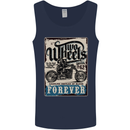 Two Wheels Biker Motorcycle Motorbike Mens Vest Tank Top Navy Blue