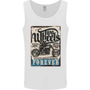 Two Wheels Biker Motorcycle Motorbike Mens Vest Tank Top White