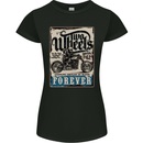 Two Wheels Biker Motorcycle Motorbike Womens Petite Cut T-Shirt Black