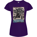 Two Wheels Biker Motorcycle Motorbike Womens Petite Cut T-Shirt Purple