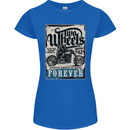 Two Wheels Biker Motorcycle Motorbike Womens Petite Cut T-Shirt Royal Blue