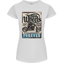 Two Wheels Biker Motorcycle Motorbike Womens Petite Cut T-Shirt White