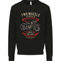 Two Wheels Forever Biker Motorcycle Funny Mens Sweatshirt Jumper Black