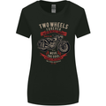 Two Wheels Forever Biker Motorcycle Funny Womens Wider Cut T-Shirt Black