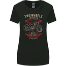 Two Wheels Forever Biker Motorcycle Funny Womens Wider Cut T-Shirt Black