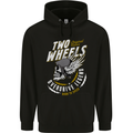 Two Wheels Motorcycle Motorbike Biker Mens 80% Cotton Hoodie Black