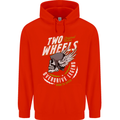 Two Wheels Motorcycle Motorbike Biker Mens 80% Cotton Hoodie Bright Red