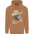 Two Wheels Motorcycle Motorbike Biker Mens 80% Cotton Hoodie Caramel Latte