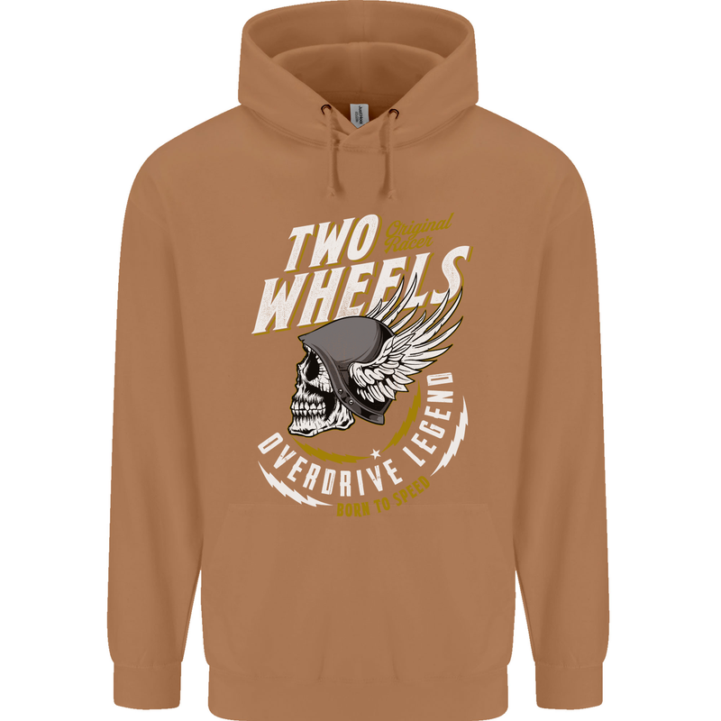 Two Wheels Motorcycle Motorbike Biker Mens 80% Cotton Hoodie Caramel Latte