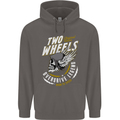 Two Wheels Motorcycle Motorbike Biker Mens 80% Cotton Hoodie Charcoal