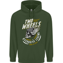 Two Wheels Motorcycle Motorbike Biker Mens 80% Cotton Hoodie Forest Green
