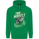 Two Wheels Motorcycle Motorbike Biker Mens 80% Cotton Hoodie Irish Green