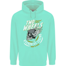 Two Wheels Motorcycle Motorbike Biker Mens 80% Cotton Hoodie Peppermint