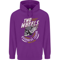 Two Wheels Motorcycle Motorbike Biker Mens 80% Cotton Hoodie Purple