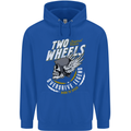 Two Wheels Motorcycle Motorbike Biker Mens 80% Cotton Hoodie Royal Blue