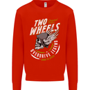 Two Wheels Motorcycle Motorbike Biker Mens Sweatshirt Jumper Bright Red