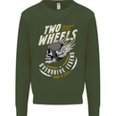 Two Wheels Motorcycle Motorbike Biker Mens Sweatshirt Jumper Forest Green