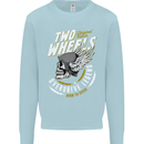Two Wheels Motorcycle Motorbike Biker Mens Sweatshirt Jumper Light Blue