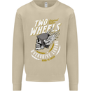 Two Wheels Motorcycle Motorbike Biker Mens Sweatshirt Jumper Sand