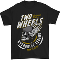 Two Wheels Motorcycle Motorbike Biker Mens T-Shirt Cotton Gildan Black