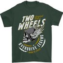 Two Wheels Motorcycle Motorbike Biker Mens T-Shirt Cotton Gildan Forest Green