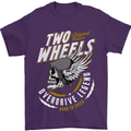 Two Wheels Motorcycle Motorbike Biker Mens T-Shirt Cotton Gildan Purple