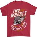 Two Wheels Motorcycle Motorbike Biker Mens T-Shirt Cotton Gildan Red