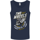 Two Wheels Motorcycle Motorbike Biker Mens Vest Tank Top Navy Blue