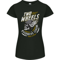 Two Wheels Motorcycle Motorbike Biker Womens Petite Cut T-Shirt Black