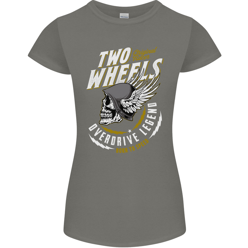 Two Wheels Motorcycle Motorbike Biker Womens Petite Cut T-Shirt Charcoal