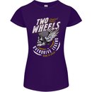 Two Wheels Motorcycle Motorbike Biker Womens Petite Cut T-Shirt Purple