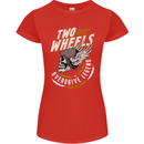 Two Wheels Motorcycle Motorbike Biker Womens Petite Cut T-Shirt Red