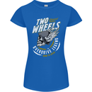 Two Wheels Motorcycle Motorbike Biker Womens Petite Cut T-Shirt Royal Blue